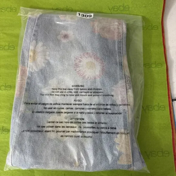 Wild Fable Jeans Women Sz 0 High Rise Light Wash Floral Pattern 90's Festival - Picture 12 of 12